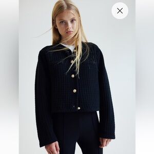 H&M Textured Knit Short Black Cardigan XS
